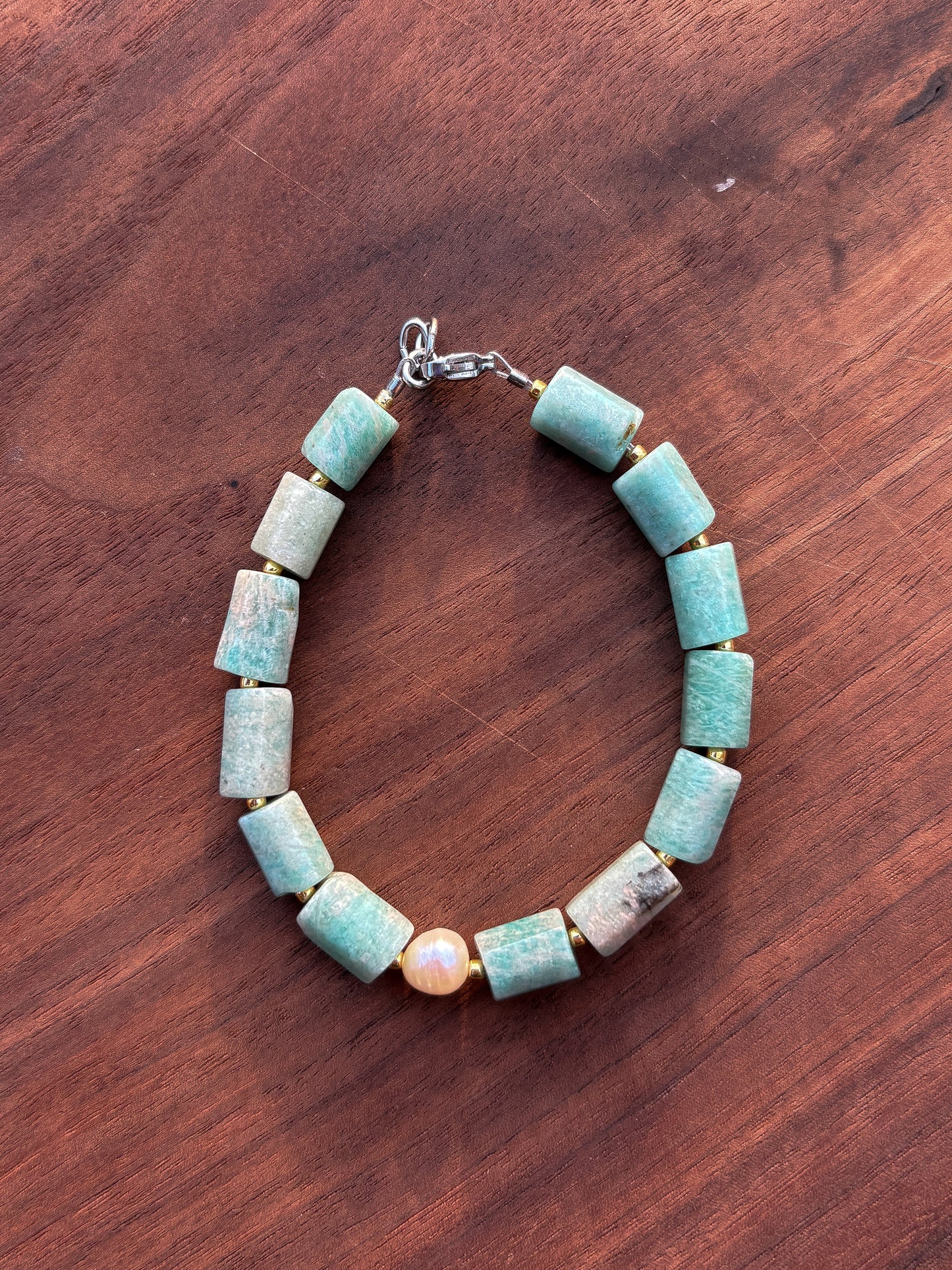 Amazonite + Cultured Pearl
