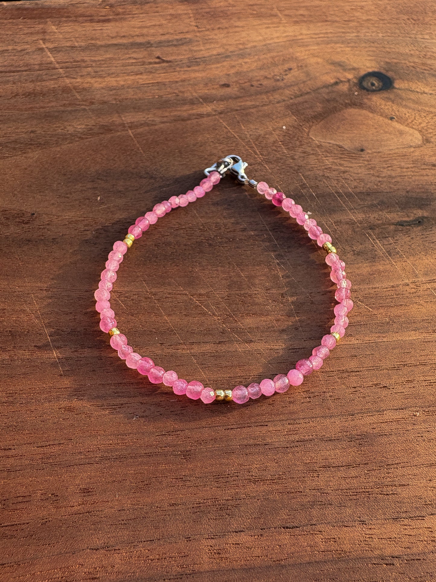 Dainty Pink Quartz Bracelet