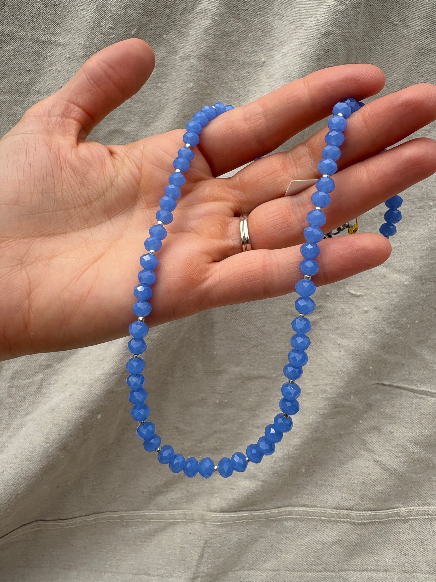 Periwinkle Crystal Necklace + Gold Accents