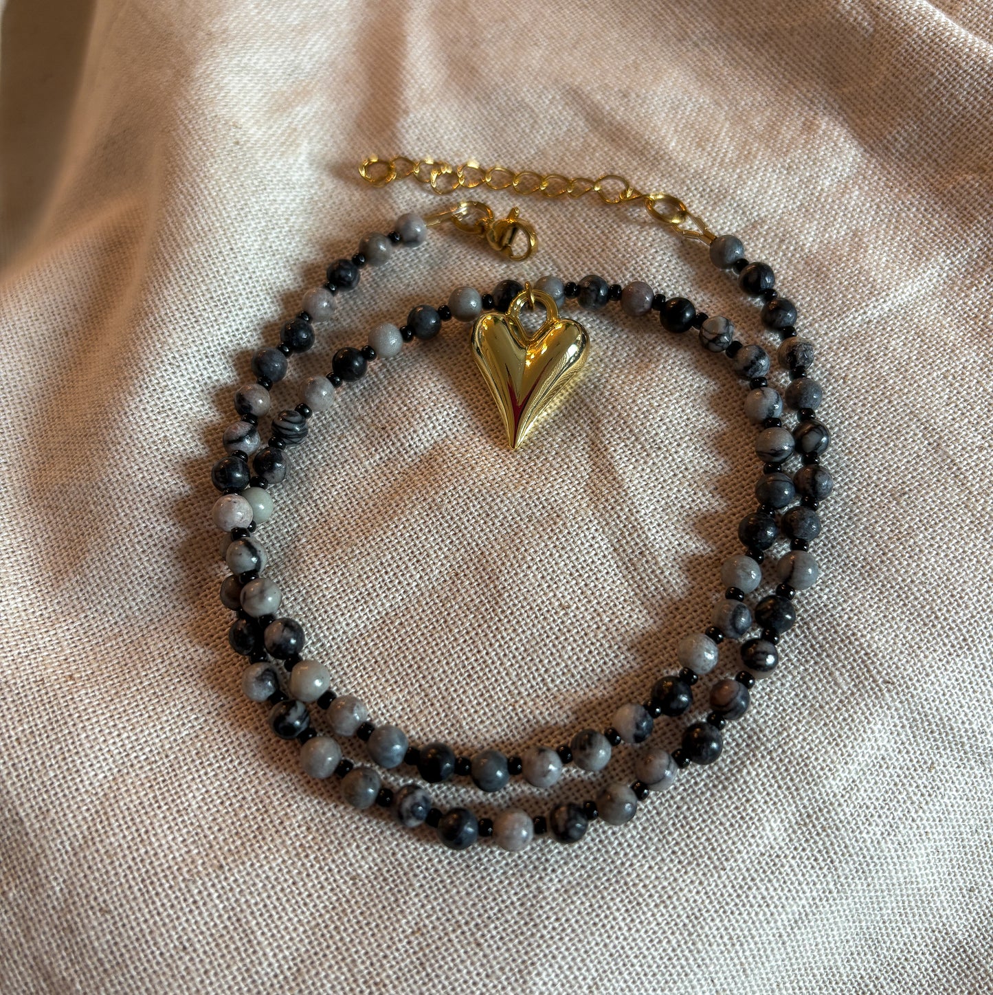 Onyx Heart Charm Necklace