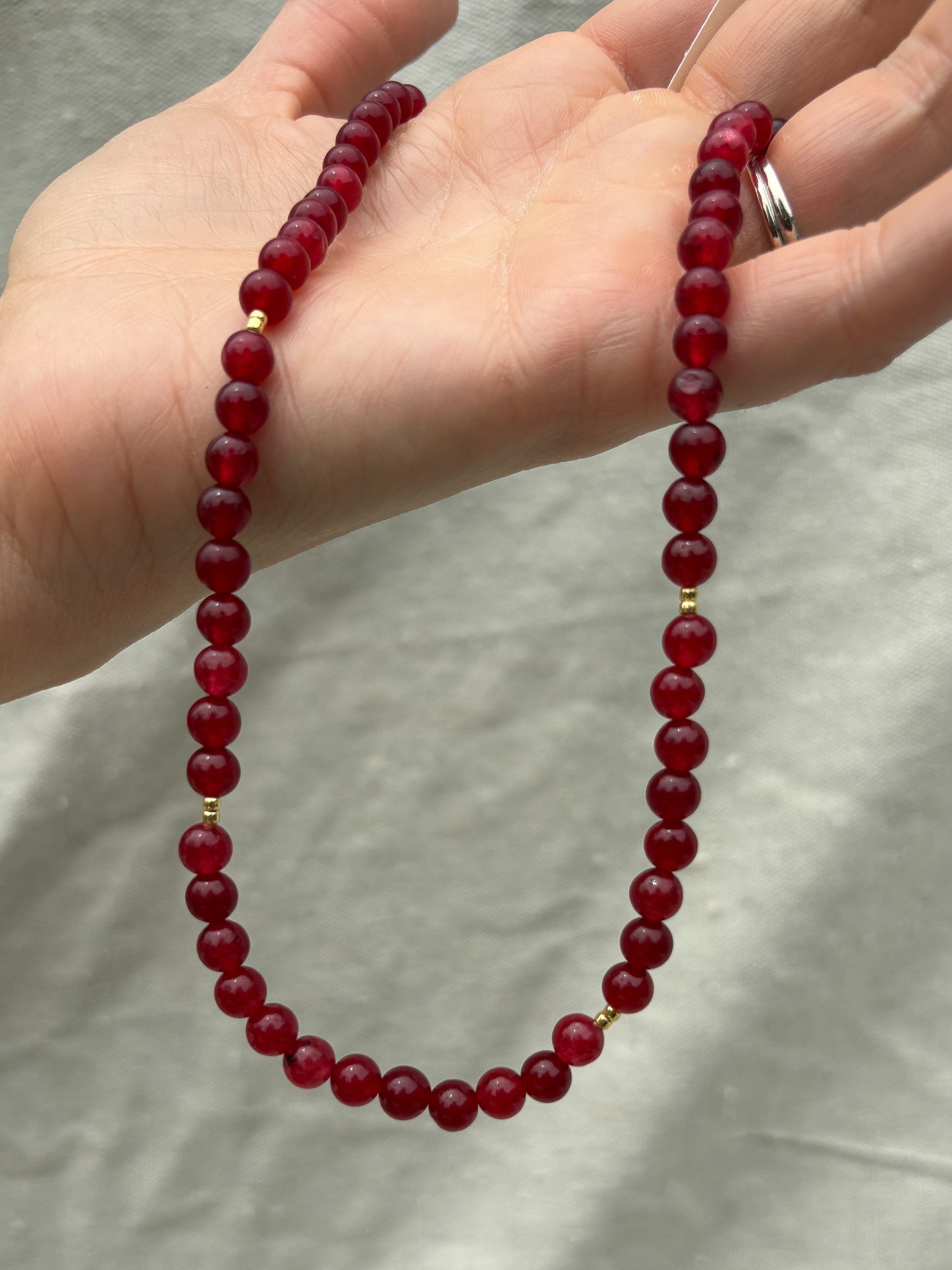 Red Jade + Gold Accent Necklace