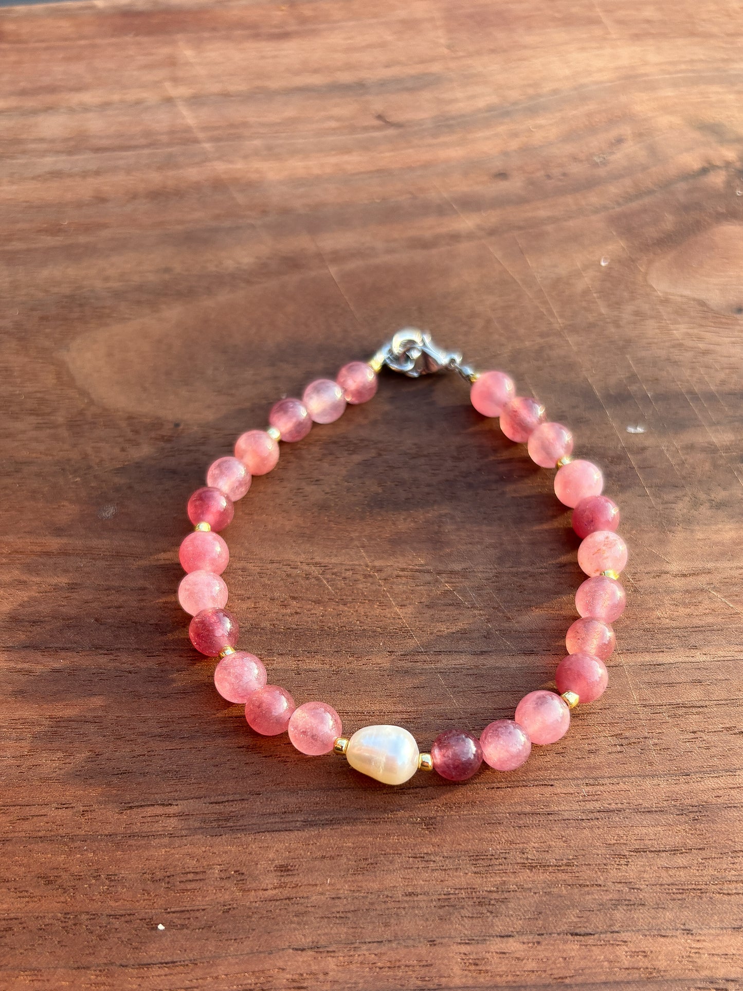 Strawberry Quartz + Cultured Pearl