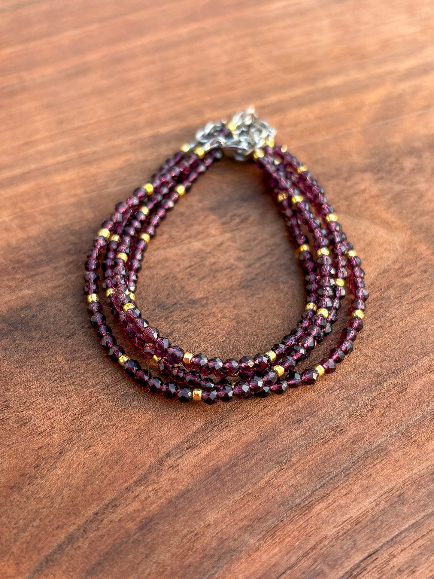 Plum Glass Beaded Bracelet