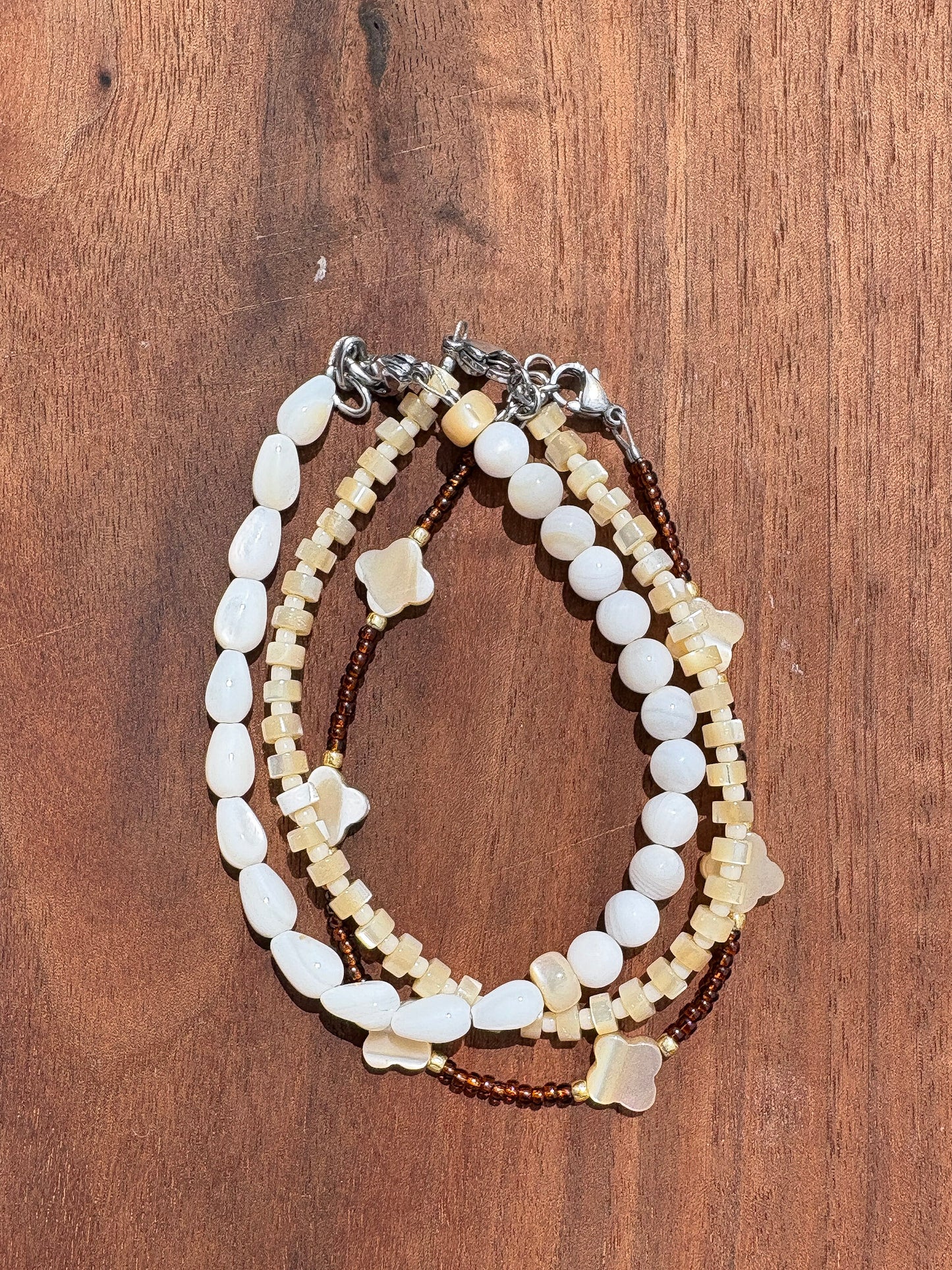 Brown Shell Bracelet Stack