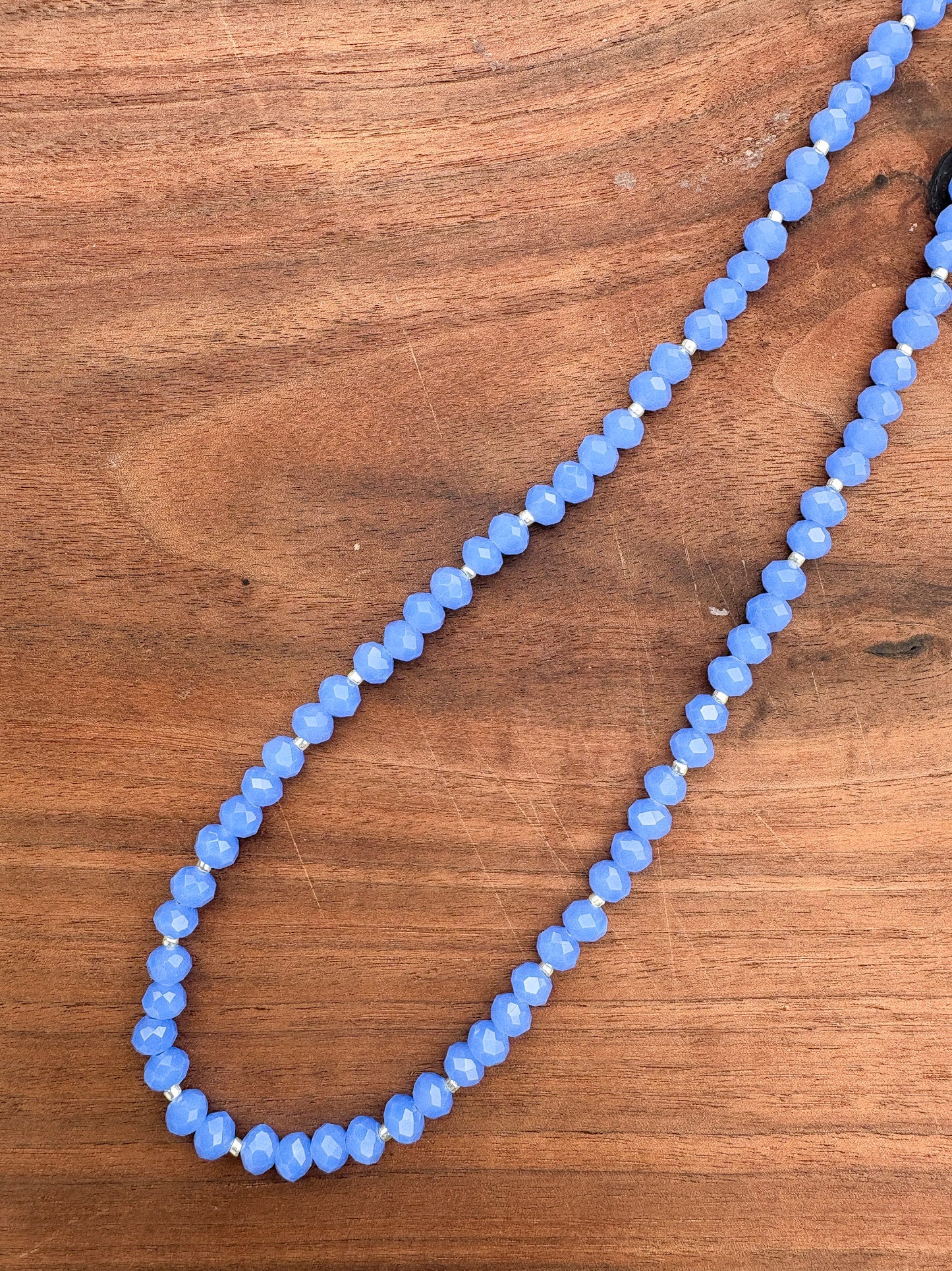 Periwinkle Crystal Necklace + Gold Accents