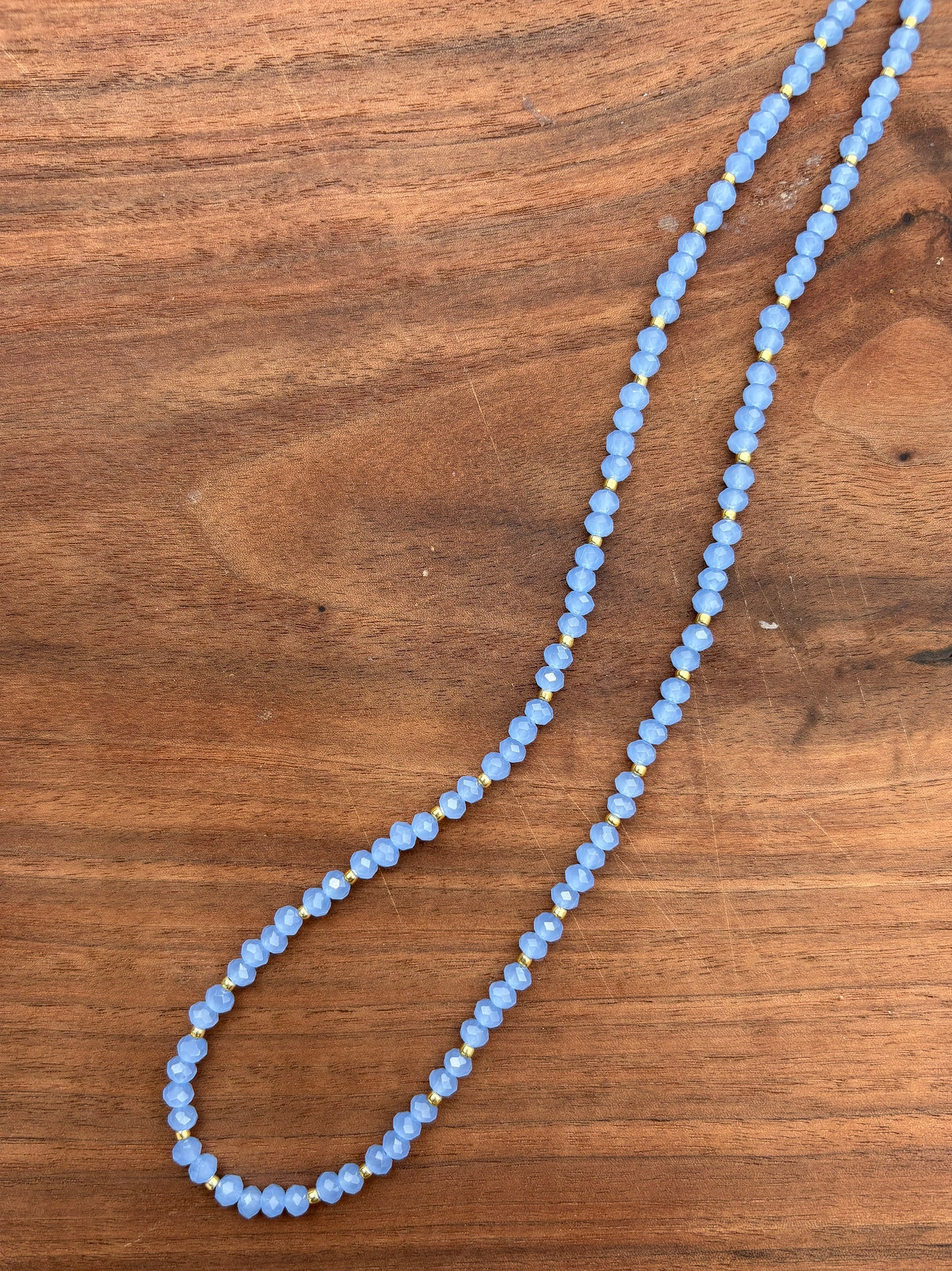 Light Blue Crystal Necklace + Gold Accents