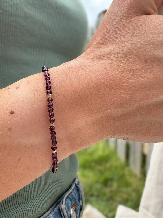 Plum Glass Beaded Bracelet