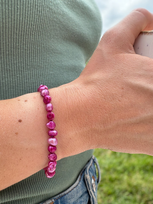 Fuchsia Cultured Pearl Bracelet