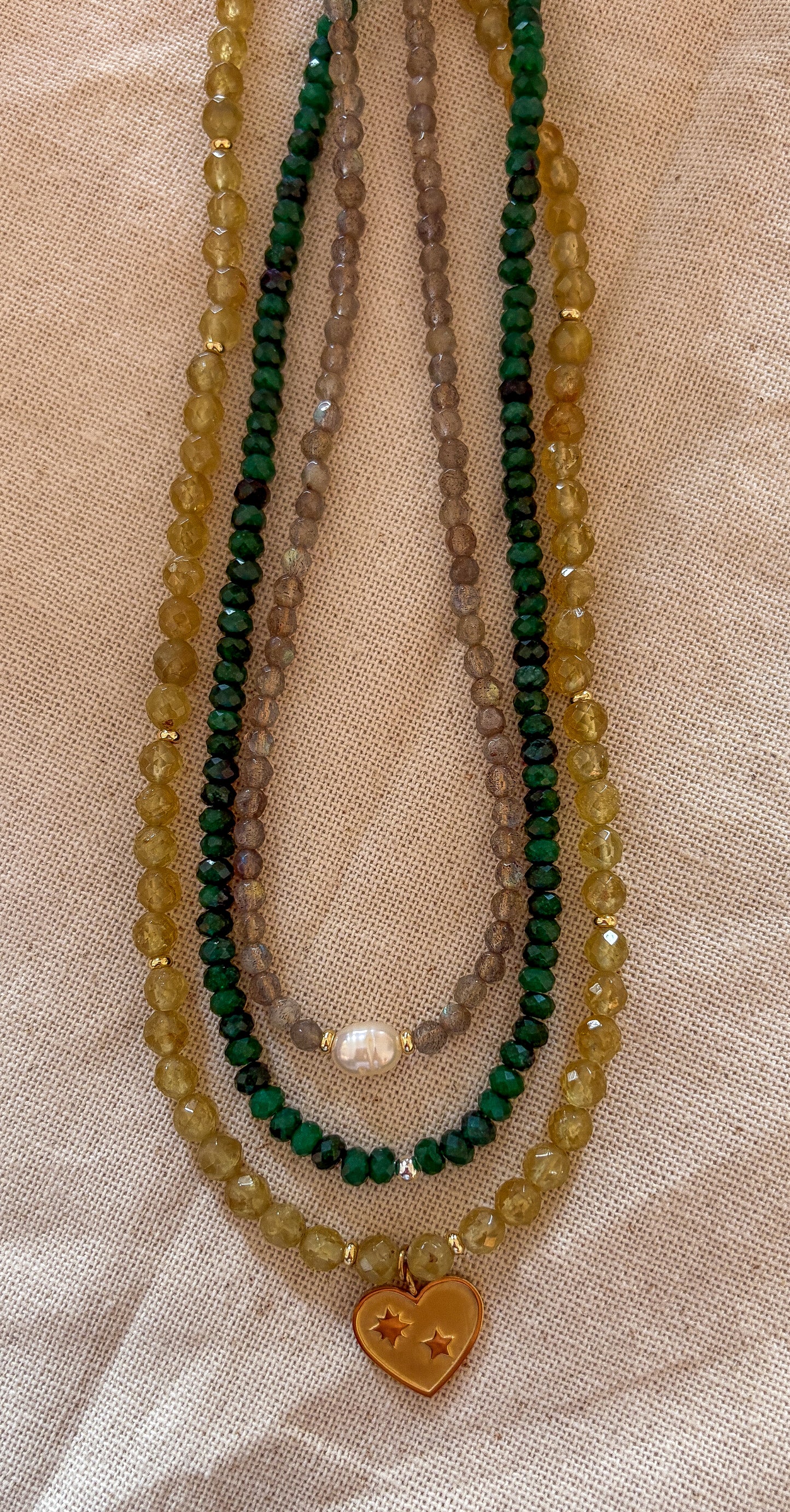 Natural Green Garnet Charm Necklace