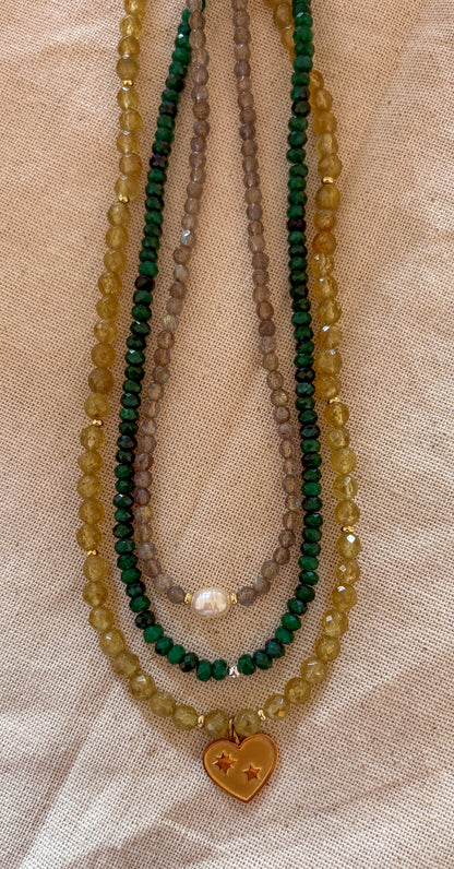 Natural Green Garnet Charm Necklace