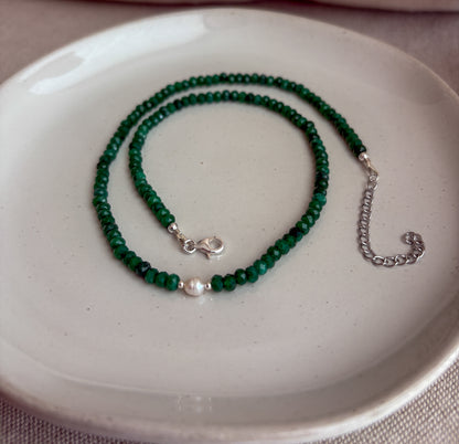 Emerald Jade & Freshwater Cultured Pearl Necklace