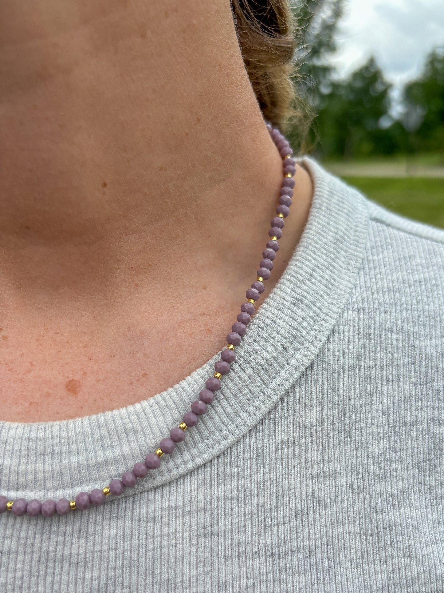 Light Purple Necklace + Gold Accents