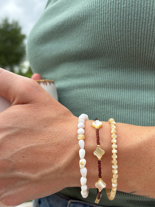 Brown Shell Bracelet Stack