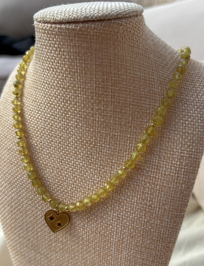 Natural Green Garnet Charm Necklace