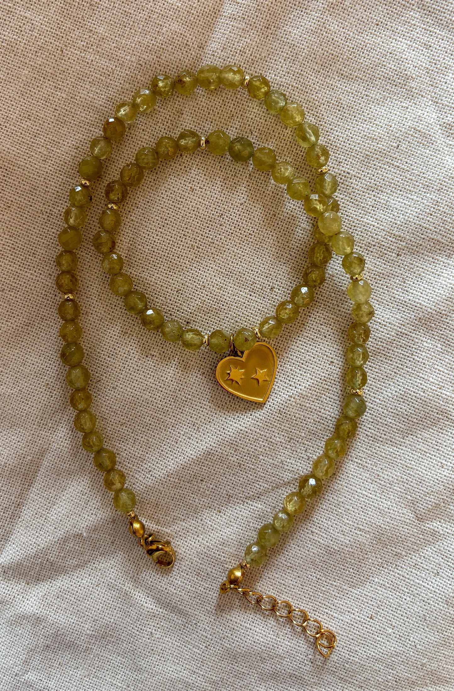 Natural Green Garnet Charm Necklace