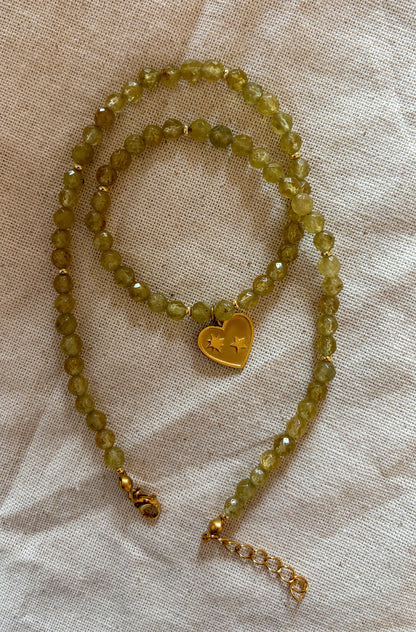 Natural Green Garnet Charm Necklace