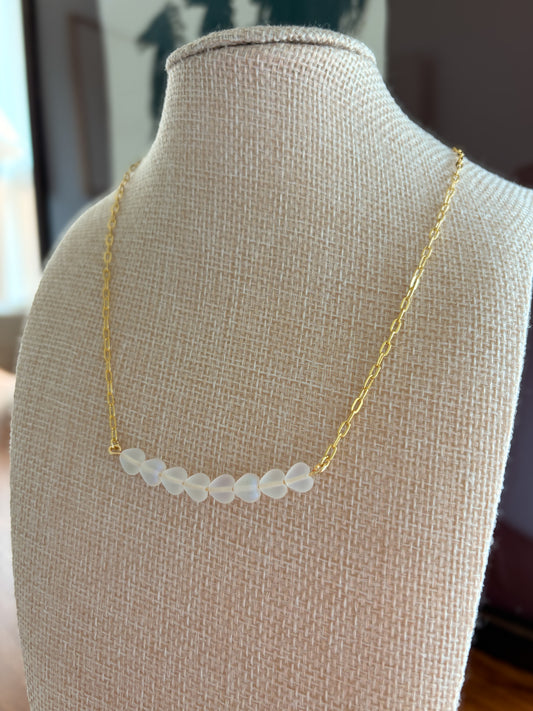 Frosted Hearts Paperclip Chain Necklace