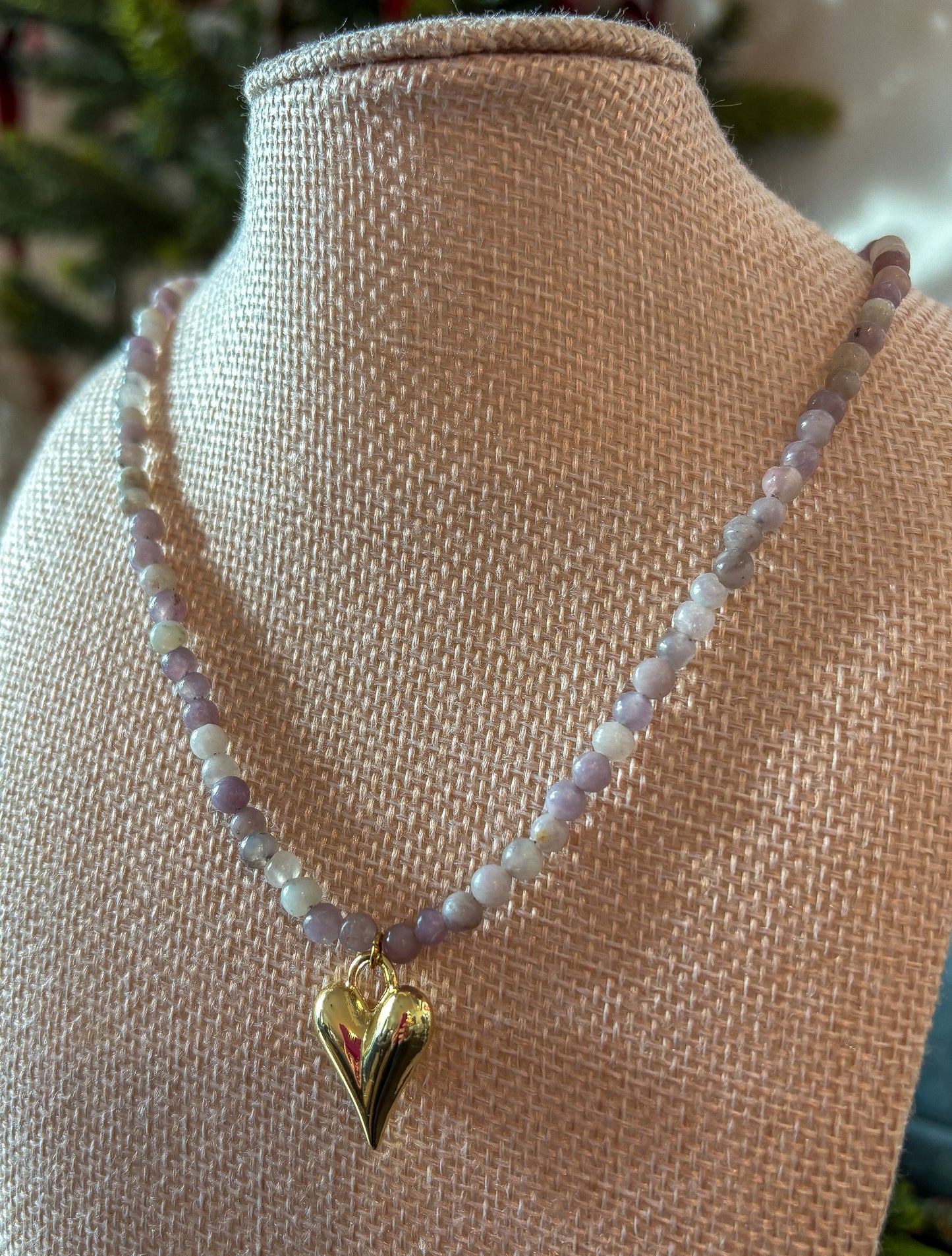 Purple Quartz Heart Charm Necklace