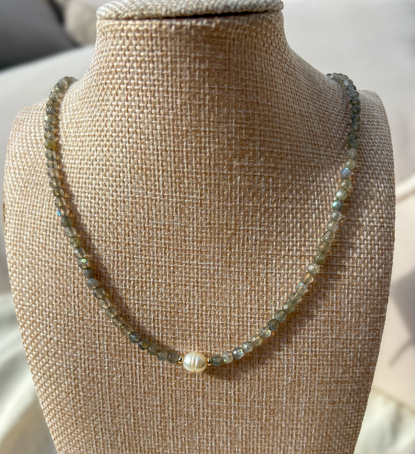 Labradorite & Cultured Pearl Necklace