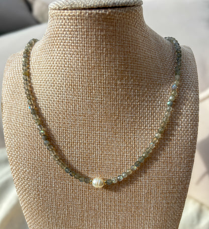 Labradorite & Cultured Pearl Necklace