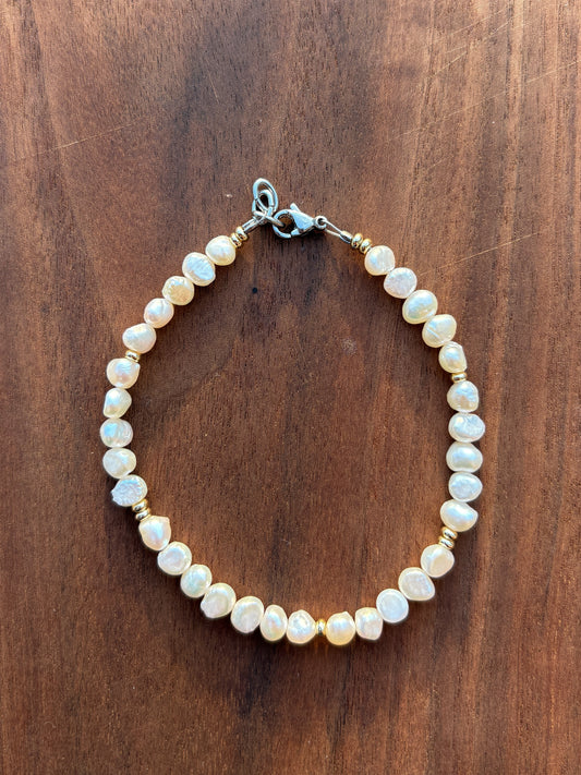 Cultured Pearl + Gold Accents