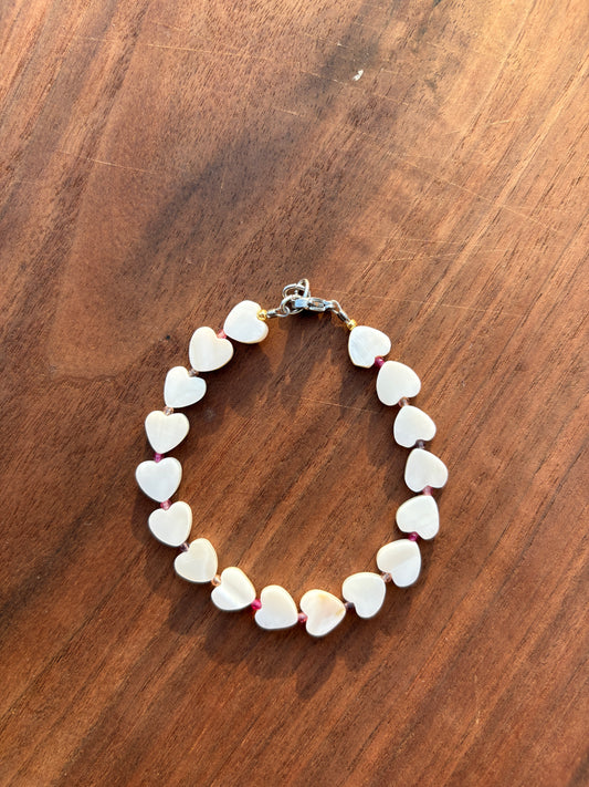 River Shell Heart + Pink Purple Glass Spacers