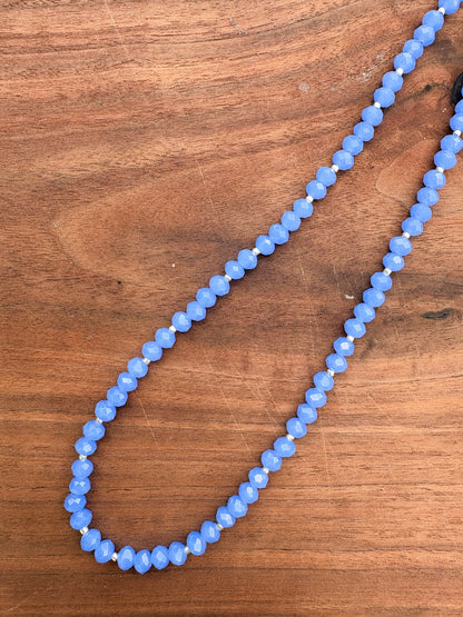 Periwinkle Crystal Necklace + Gold Accents