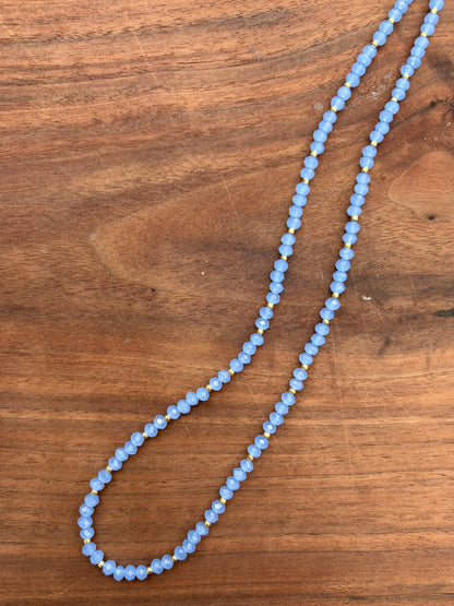 Light Blue Crystal Necklace + Gold Accents
