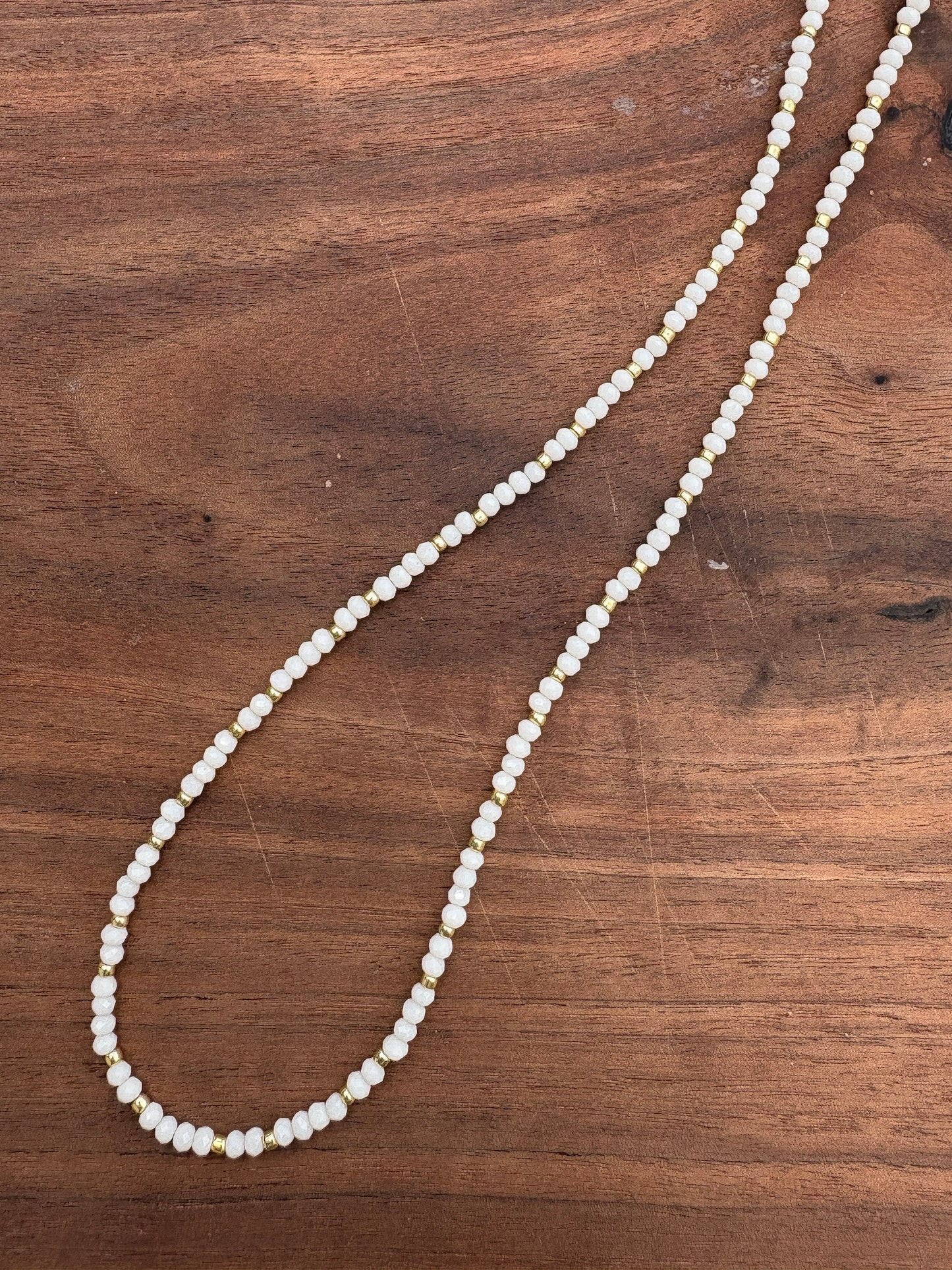 Dainty White Crystal Necklace + Gold Accents